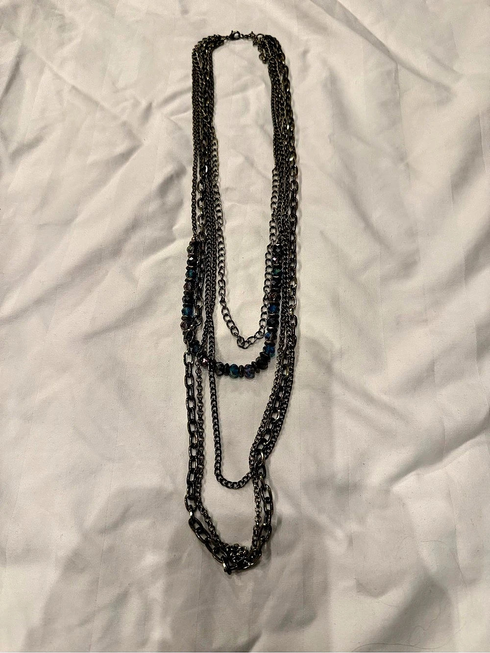 Layered Chain Necklace in Black & Blue Like New